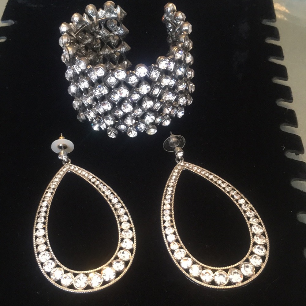 Rhinestone Bangle and earrings